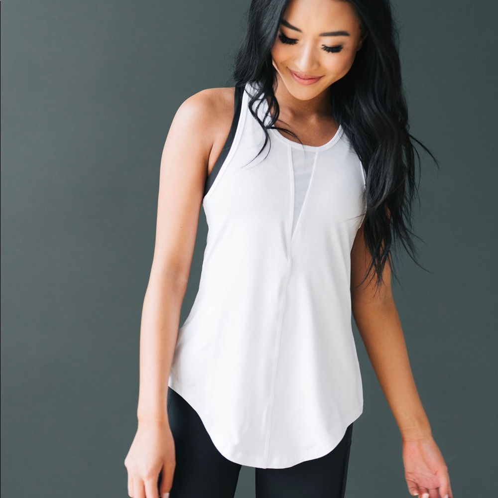 Zyia White Effortless Tank-Long